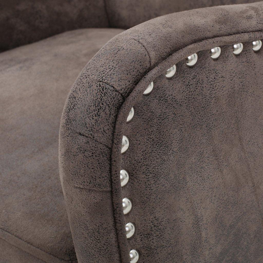 Vintage Grey/Brown Microfibre High Back Armchair - Mekamart Australia