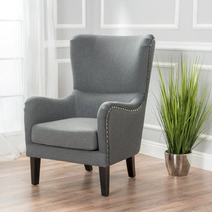 Vintage Grey Fabric High Back Padded Armchair - Mekamart Australia