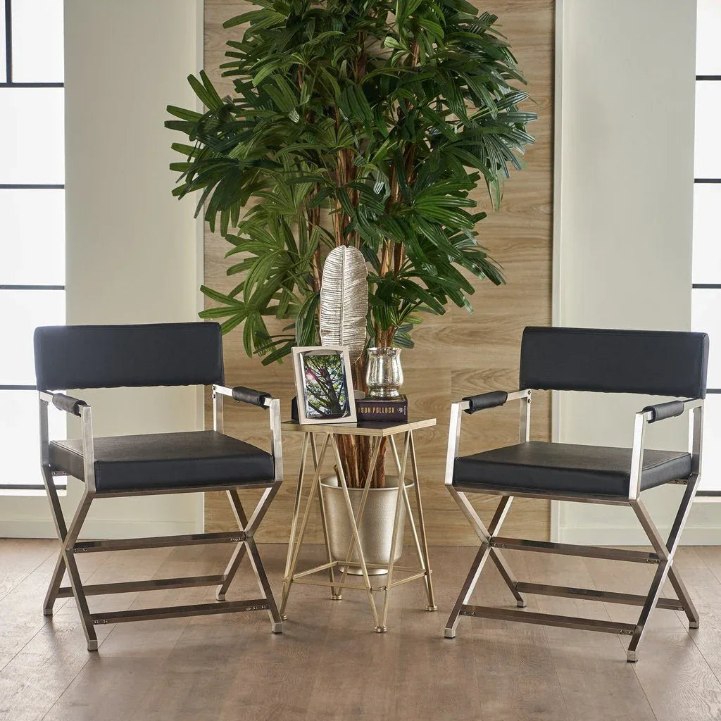Rocklin Steel & Bonded Leather Director chair Armchair in Black - Mekamart Australia