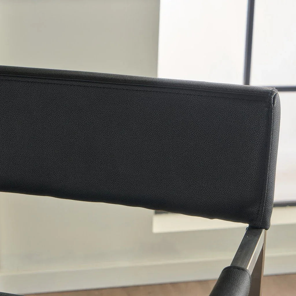Rocklin Steel & Bonded Leather Director chair Armchair in Black - Mekamart Australia