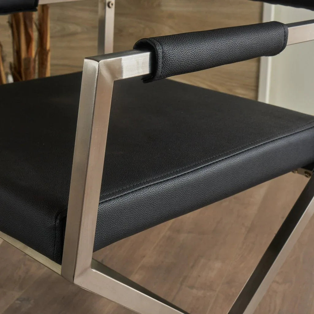 Rocklin Steel & Bonded Leather Director chair Armchair in Black - Mekamart Australia
