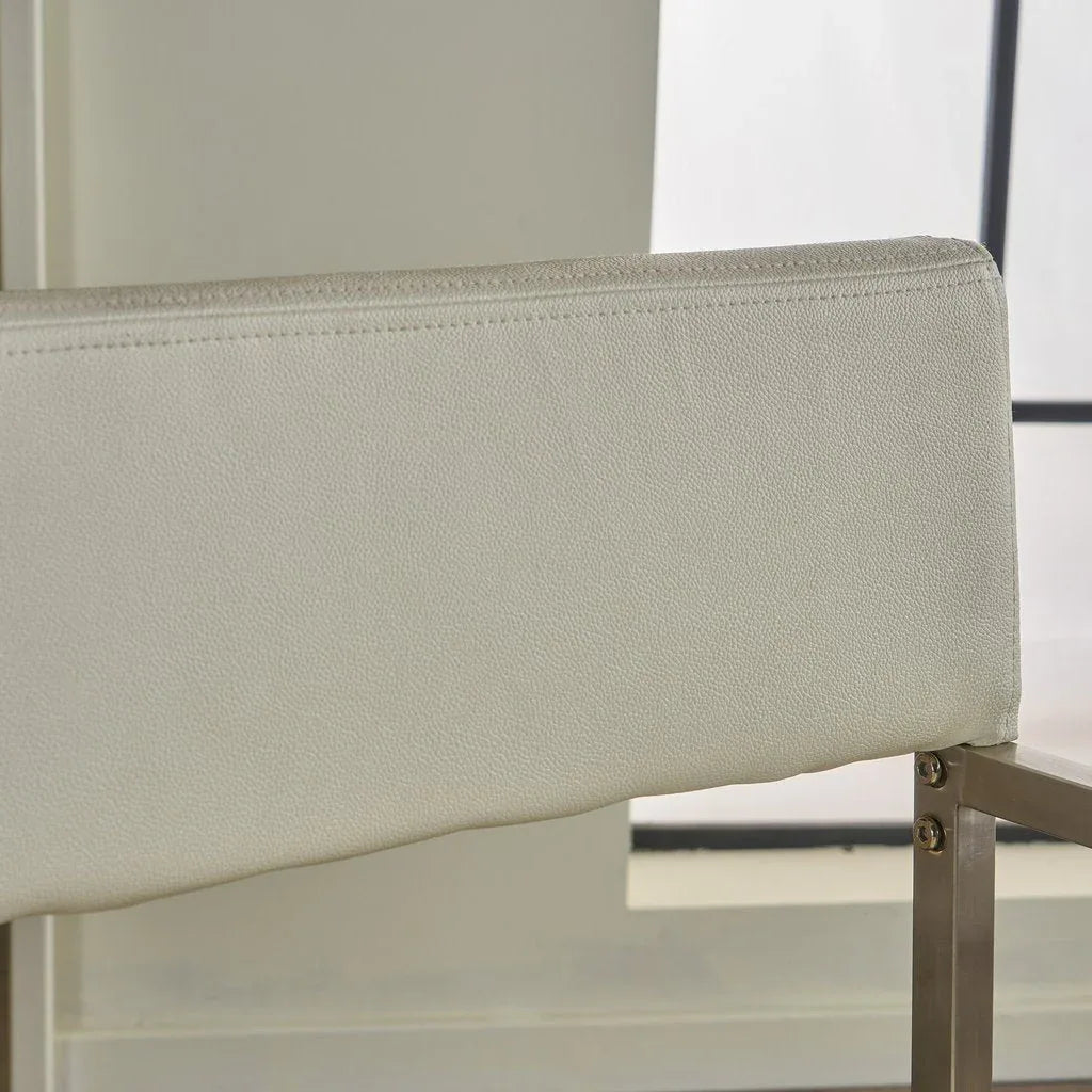 Rocklin Steel & Bonded Leather Director chair Armchair in White - Mekamart Australia