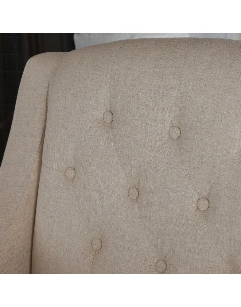 Canberra Fabric Armchair & Ottoman in Begie Linen - Mekamart Australia