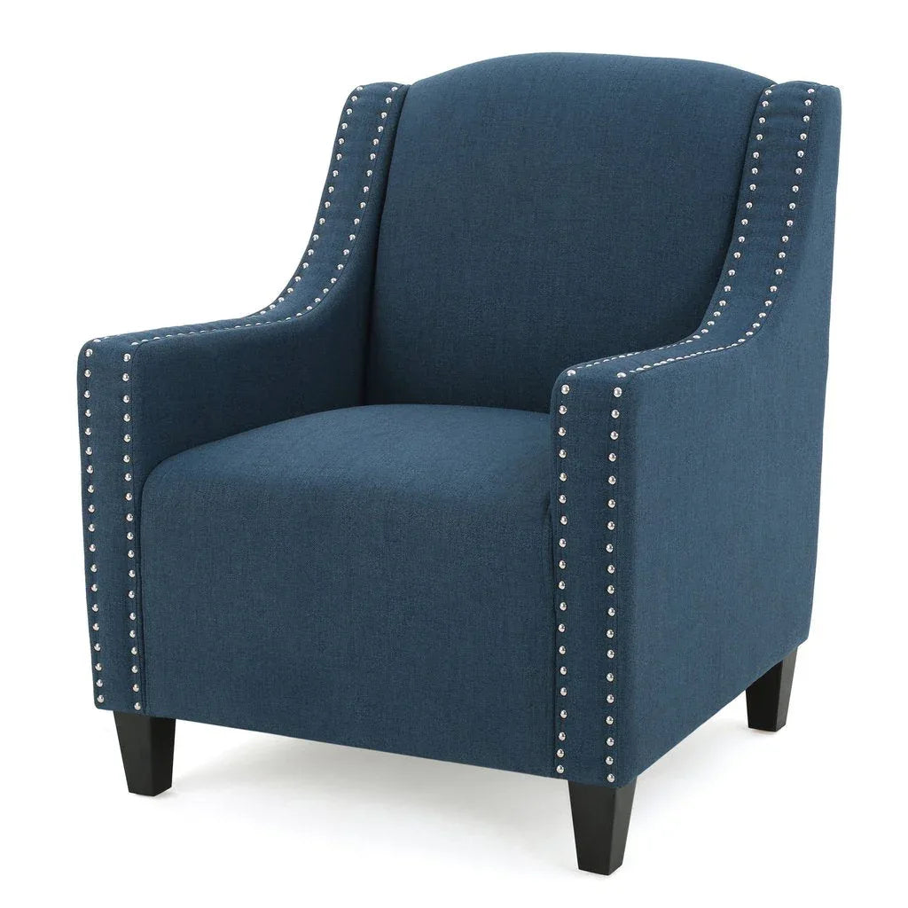 Camden Linen Fabric Studded Armchair in Dark Blue - Mekamart Australia
