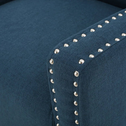 Camden Linen Fabric Studded Armchair in Dark Blue - Mekamart Australia