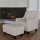 Canberra Fabric Armchair & Ottoman in Natural Linen - Mekamart Australia
