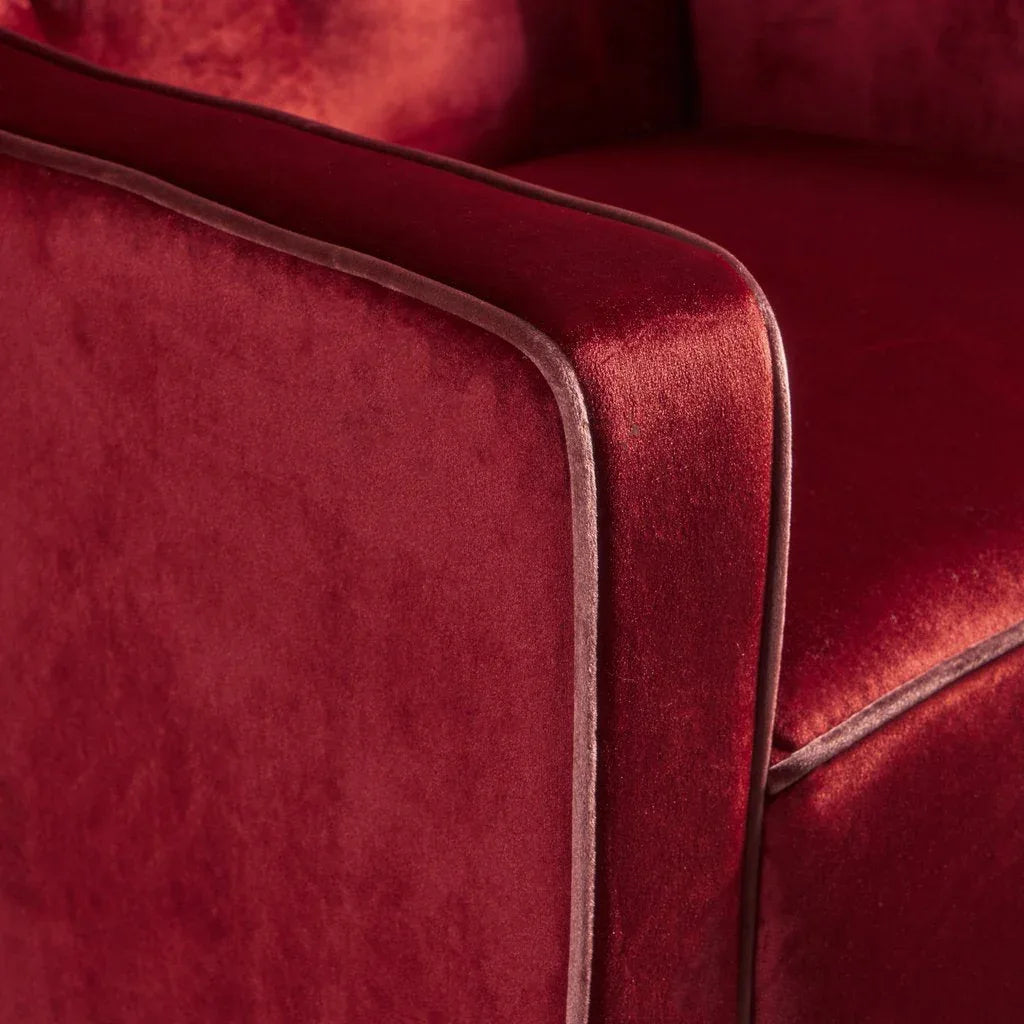 Lara Two Tone Tufted Garnet New Velvet Club Armchair - Mekamart Australia
