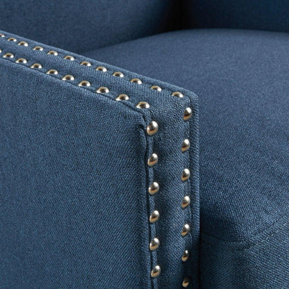Cecilia Classic Studded Dark Blue Wingback Club Armchair - Mekamart Australia