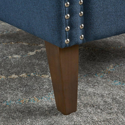Cecilia Classic Studded Dark Blue Wingback Club Armchair - Mekamart Australia