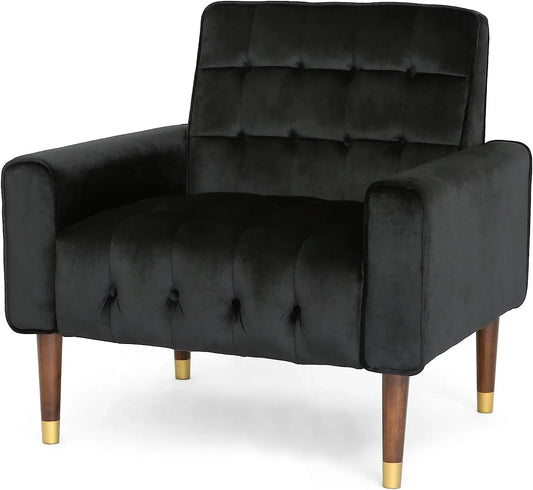 Lewisham Black Tufted Velvet Armchair - Mekamart Australia