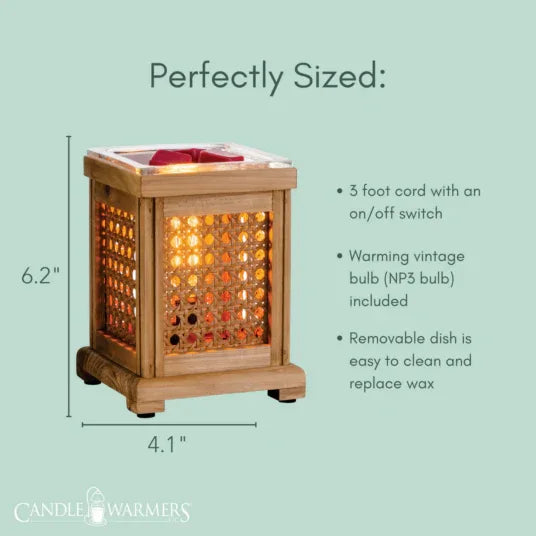 Wood & Cane Vintage Bulb Illumination Warmer - Mekamart Australia