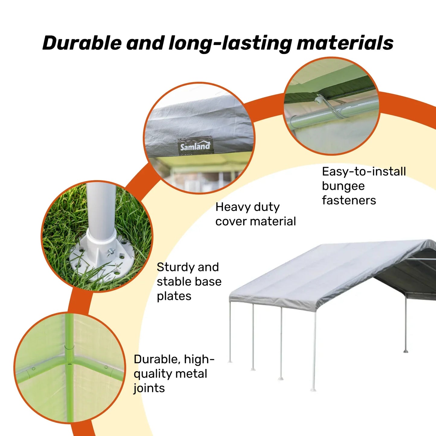 Samland Portable Carport Garage Shelter Canopy Double Size 18x20FT - Mekamart Australia