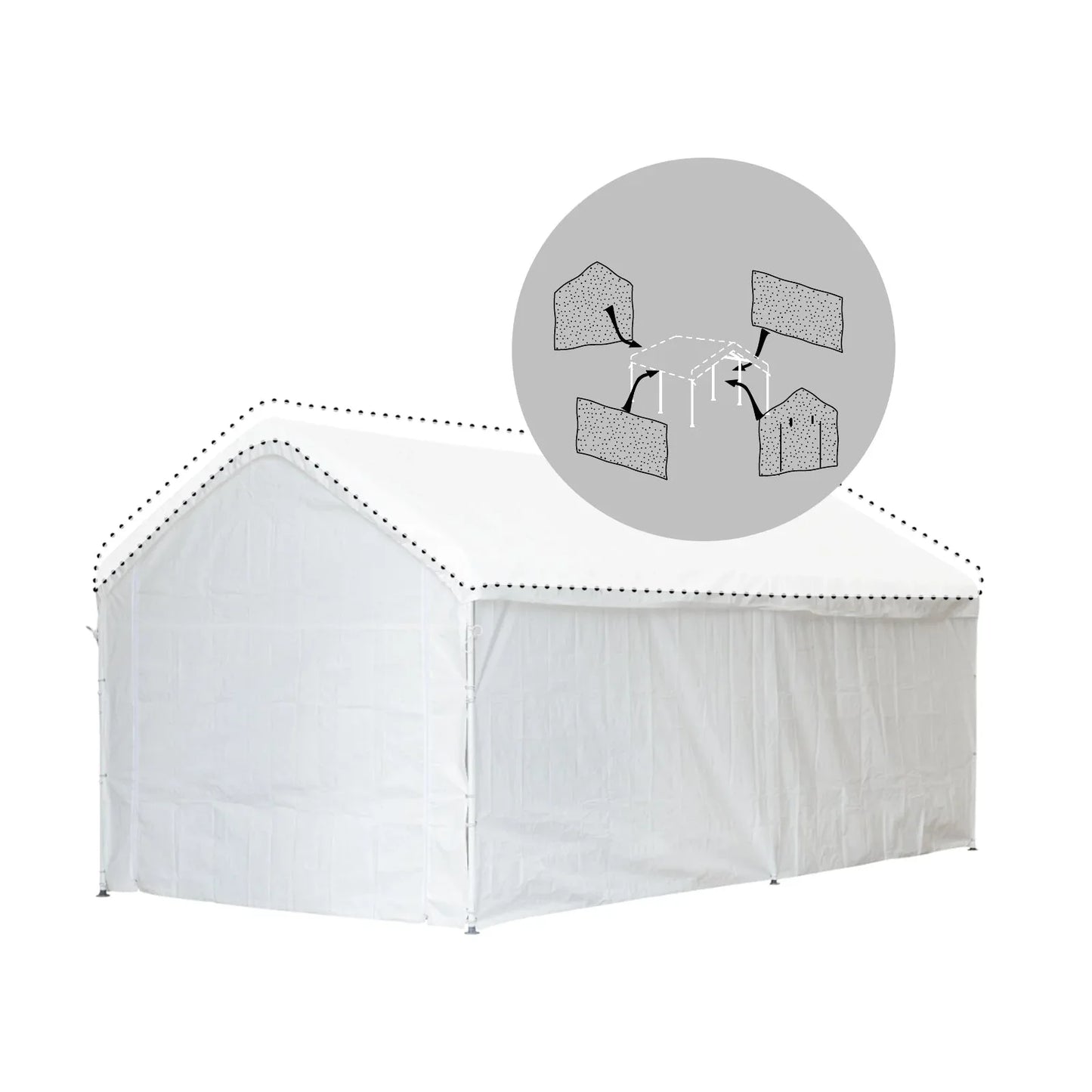 Samland Carport Wall for 10x20 ft Garage Shelter Canopy (PGS1107WALL) - White Wall Accessory Only - Mekamart Australia