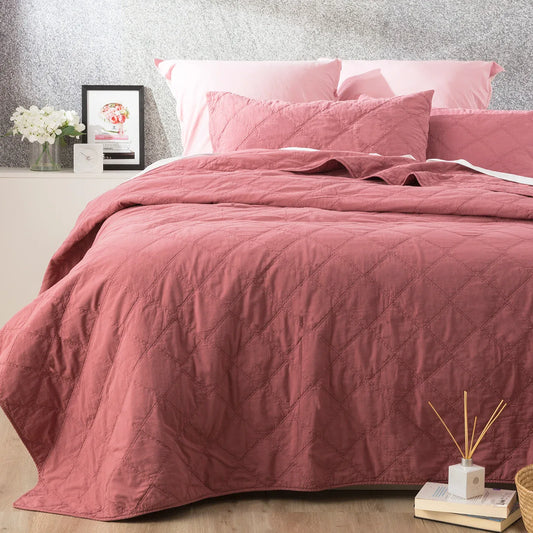 Attwood Vintage Stone Washed Cotton Quilted Rose Coverlet Set by Renee Taylor Queen/King - Mekamart Australia