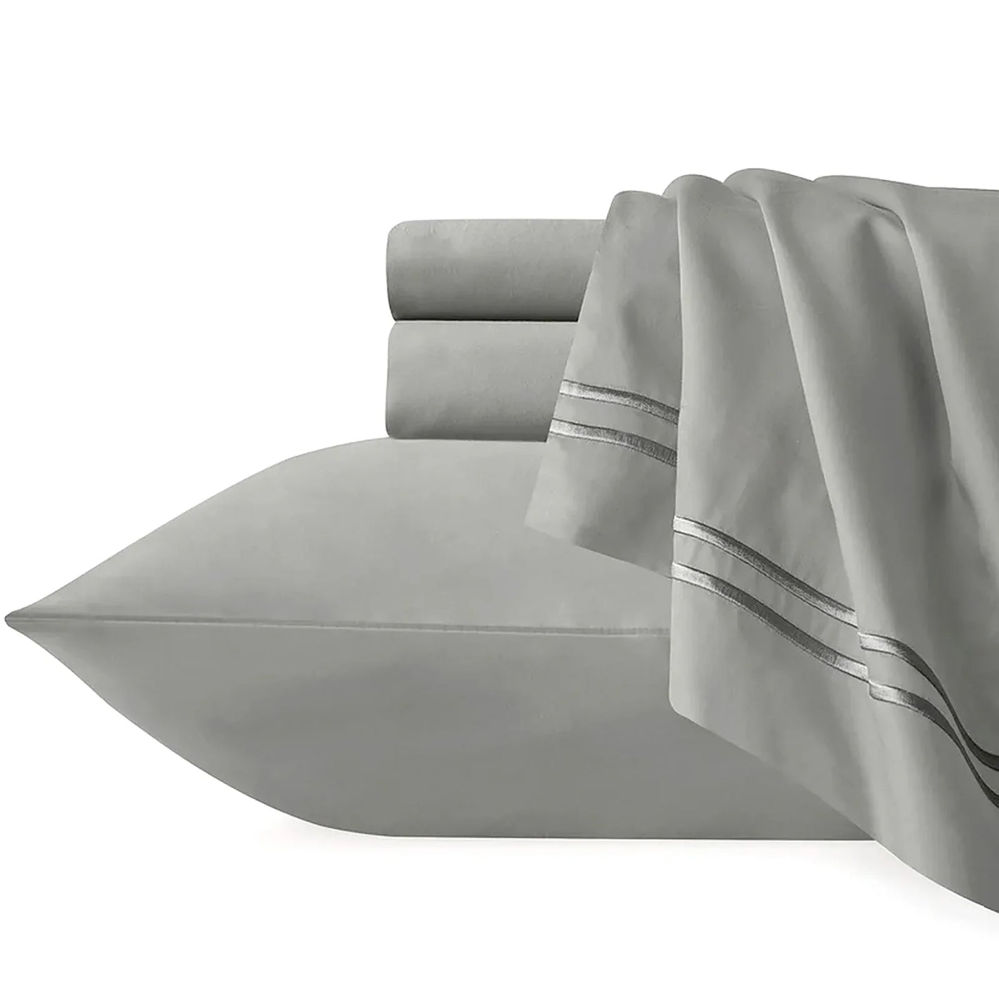 Strada Embroidered 1000 TC Egyptian Cotton Silver Charcoal Super King Sheet sets by Renee Taylor - Mekamart Australia