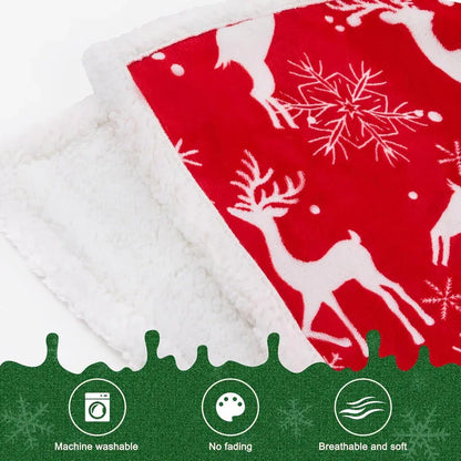 Christmas Throw Blanket, Christmas Decorations Gifts for Women, Sherpa Flannel Fleece Winter Holiday Blanket, Fluffy Cozy Soft Christams Throws for Couch Sofa Bed, Reindeer Stars, 50" X 60" - Mekamart Australia