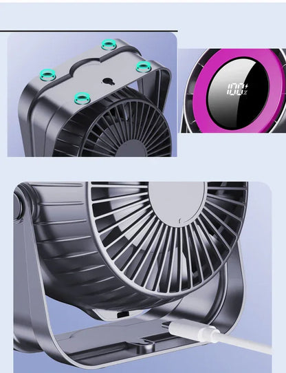 Desk Fan, Small Quiet LED Display Portable Table Fans, 180°Tilt, 100 Speeds, 5 Modes, Rechargeable 4000mAh Battery Operated USB Fan For Office, Bedroom, Outdoor(gray)Christmas Gifts - Mekamart Australia