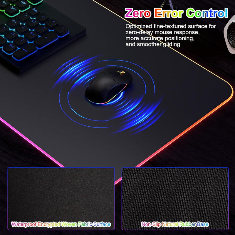 Wireless Charging Mouse Pad 15W RGB Gaming Mousepad Waterproof Desk Mat with Phone Holder 35.4''x11.8'' Extra Large Desk Pad Non-Slip Base Computer Keyboard Mat for PC Laptop, Black
