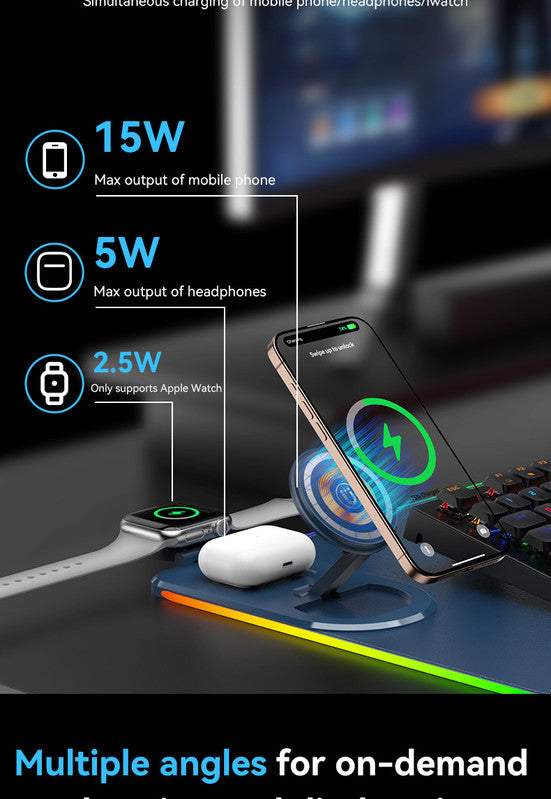 Wireless Charging Mouse Pad 15W RGB Gaming Mousepad Waterproof Desk Mat with Phone Holder 35.4''x11.8'' Extra Large Desk Pad Non-Slip Base Computer Keyboard Mat for PC Laptop, White