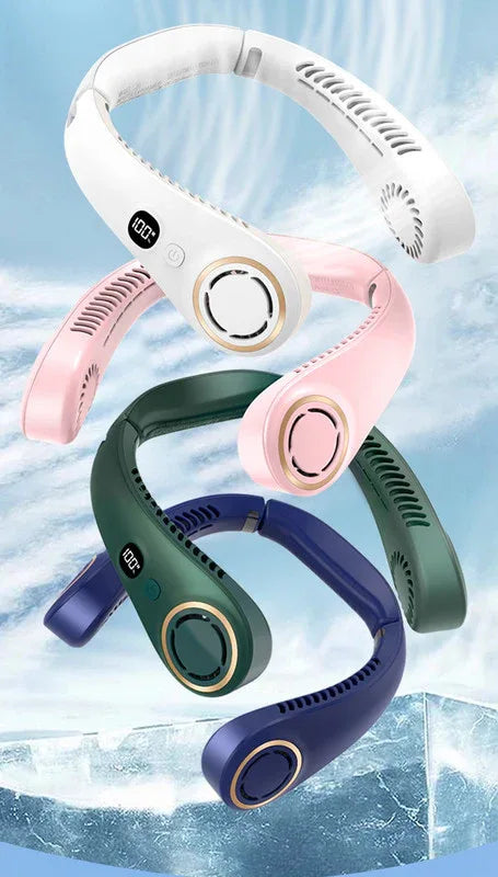 Portable Neck Fan Upgraded, Neckbrace Personal Hands Free, 5 Speed Gears Adjustment, 2000 mAh Wearable Bladeless Quiet Rechargeable for Outdoor Indoor, Gifts for Women Men- Green Christmas Gifts - Mekamart Australia