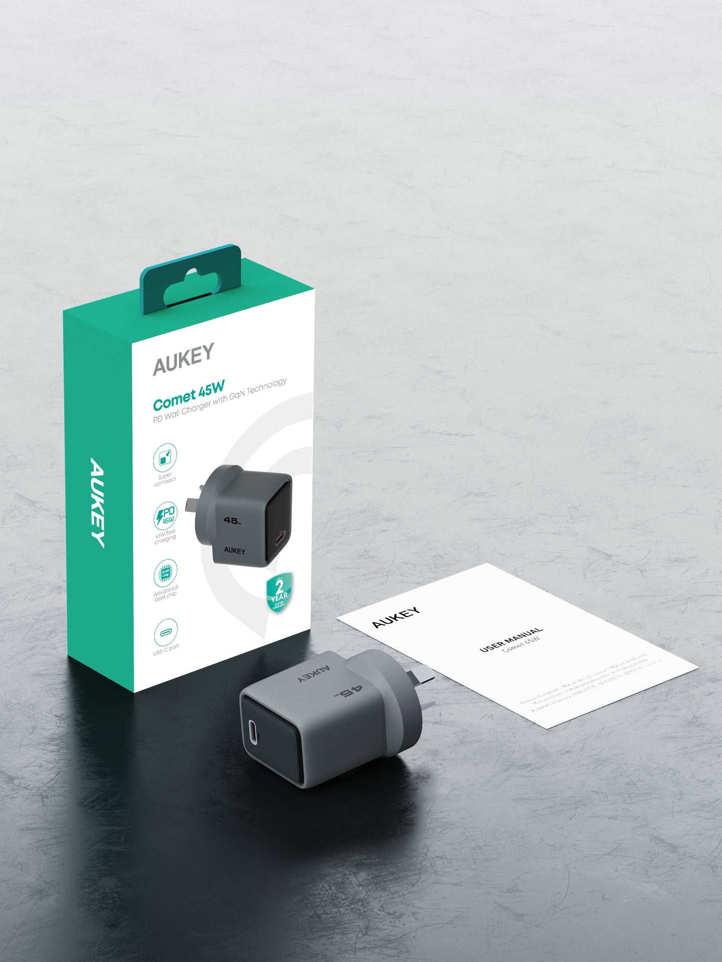 AUKEY PA-C2 Comet 45W PD Fast Wall Charger GaN USB-C