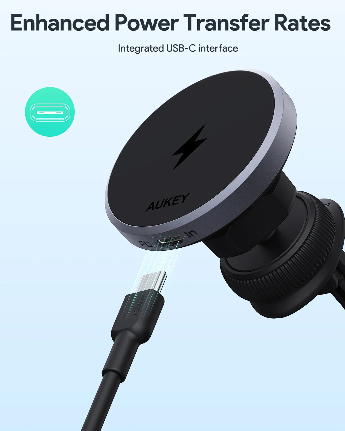 AUKEY HD-MC13 MagFusion Dash Qi2 Magnetic Fast Wireless Charging Phone Mount