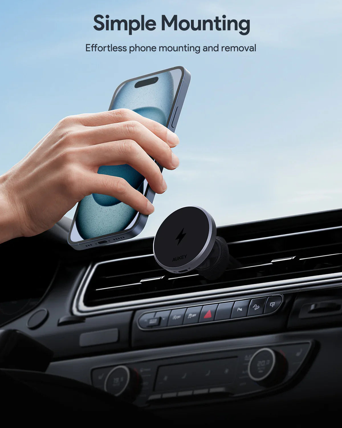 AUKEY HD-MC13 MagFusion Dash Qi2 Magnetic Fast Wireless Charging Phone Mount