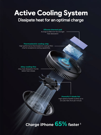 AUKEY HD-MC13A MagFusion Dash Pro Qi2 Active Cooling Wireless Charging Phone Mount