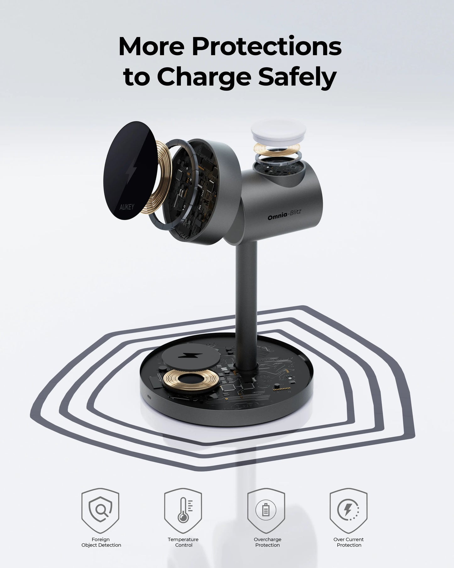 AUKEY LC-MC311 MagFusion 3-in-1 Qi2 Magnetic Fast Wireless Charging Station