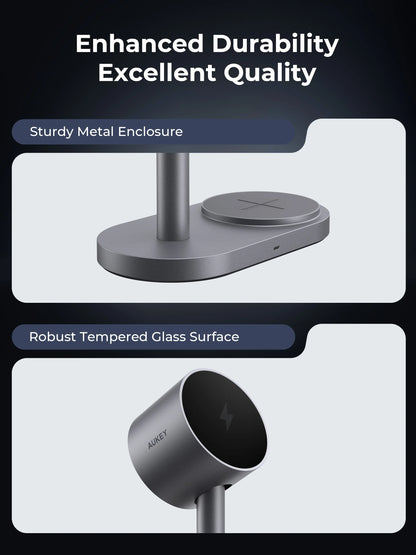 AUKEY LC-MC213 Qi2.2 MagFusion 2X 2-in-1 Magnetic Wireless Charger