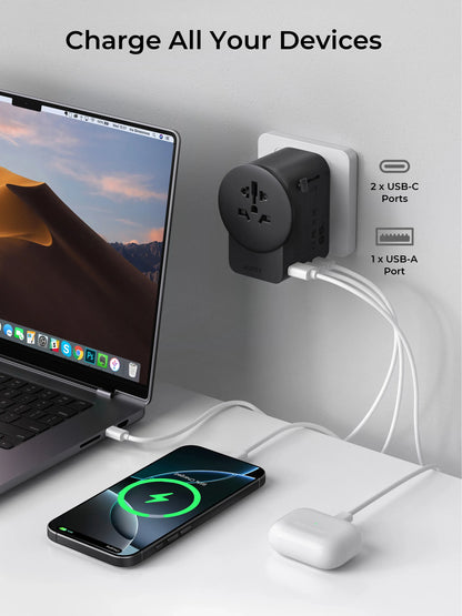 AUKEY PA-TA11A GlobeMate 65W GaN Universal Adapter with USB Ports