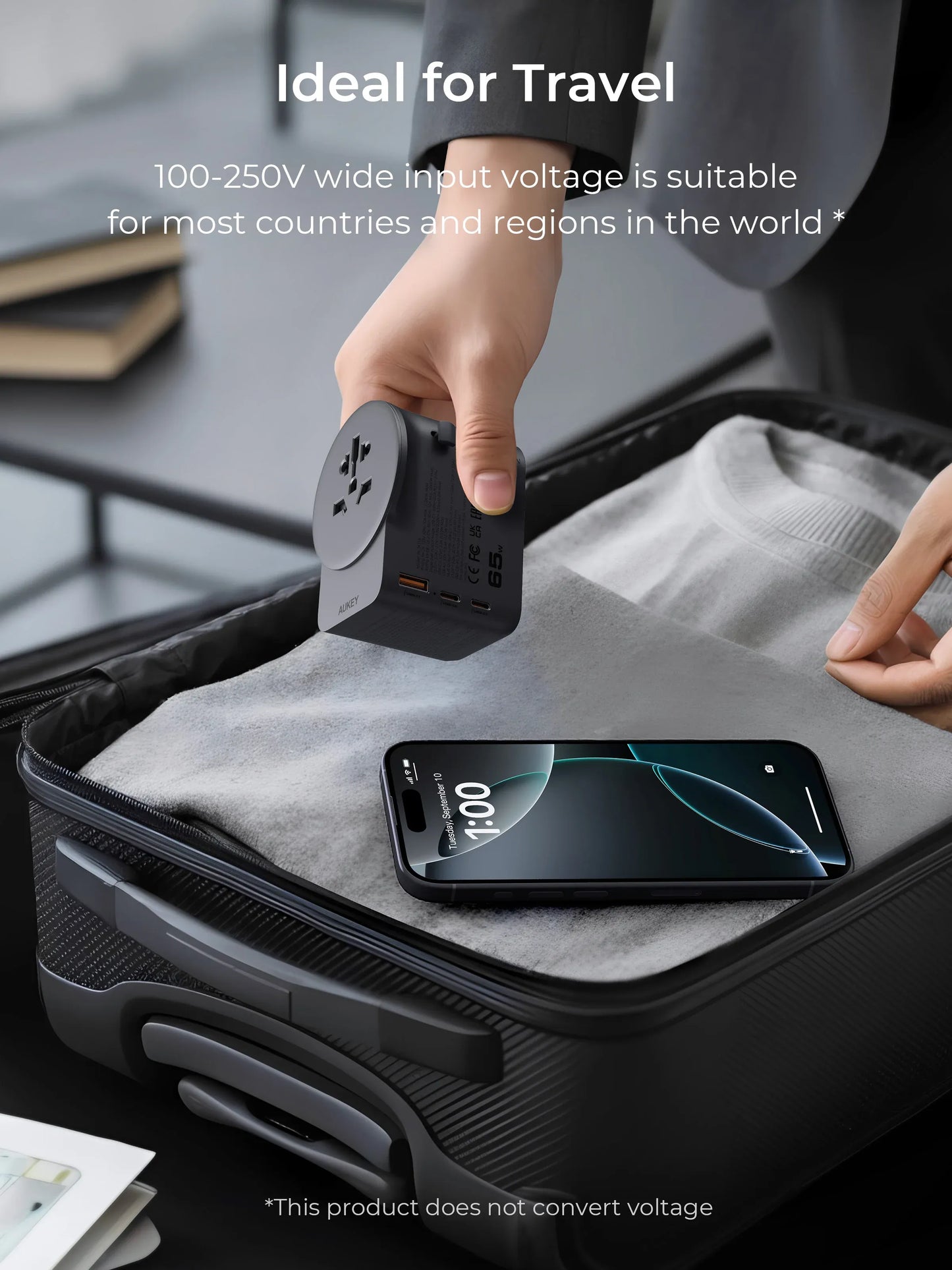 AUKEY PA-TA11A GlobeMate 65W GaN Universal Adapter with USB Ports
