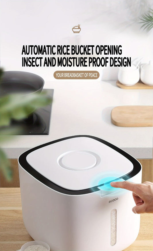 rice storage container, flour storage, sealed container, insect-proof food storage, moisture-proof food container, kitchen storage, airtight container, pantry organizer, Australian kitchen - Gray - Size 10L