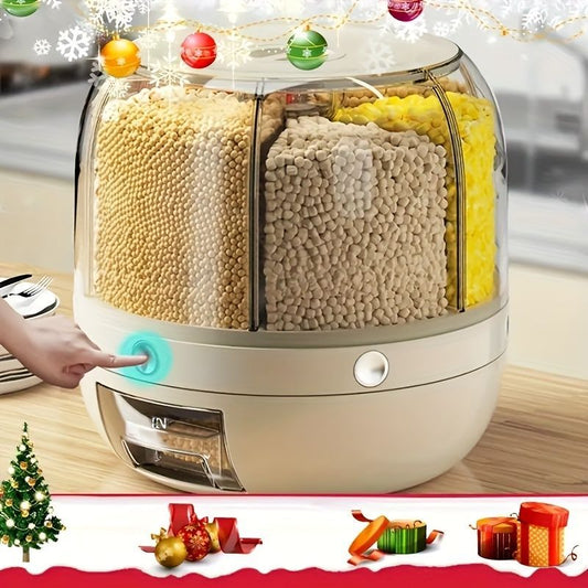 rotating storage container, large capacity grain storage, food storage box, sealed food container, kitchen organization, insect proof food storage, moisture proof food storage, airtight canister, Australian pantry - Beige - Size 12L