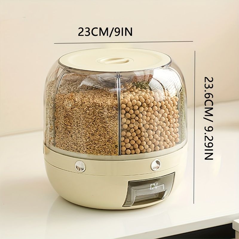 rotating storage container, large capacity grain storage, food storage box, sealed food container, kitchen organization, insect proof food storage, moisture proof food storage, airtight canister, Australian pantry - Beige - Size 20L
