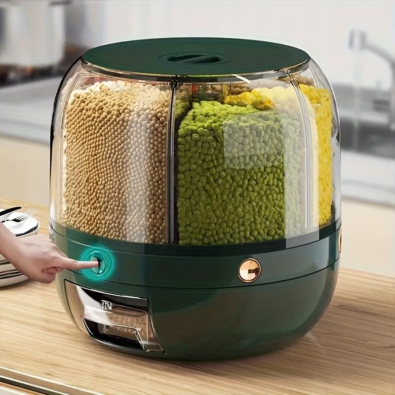 rotating storage container, large capacity grain storage, food storage box, sealed food container, kitchen organization, insect proof food storage, moisture proof food storage, airtight canister, Australian pantry - Green - Size 12L