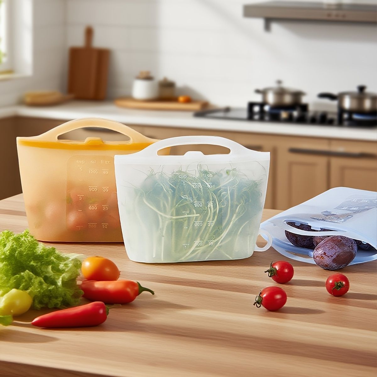 food-grade silicone, sealing strips, leak-proof, airtight seal, silicone lid covers, reusable food storage, Australian kitchen, dishwasher safe, non-toxic, temperature resistant, fridge organisation, travel storage, office lunchbox - Blue - Size 1200ml-4p
