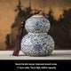 Ru Kiln tea jar, blue-and-white ceramic canister, airtight tea storage, floral tea container, Australian tea accessory - Cyan - Size 6