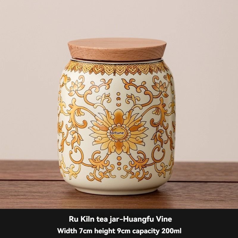 Ru Kiln tea jar, blue-and-white ceramic canister, airtight tea storage, floral tea container, Australian tea accessory - Cyan - Size 9