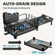 extendable dish drying rack, rust proof dish rack, auto drain dish rack, utensil and cup holder, kitchen counter dish rack, Australian kitchen, drying rack with tray - Black - Size Black