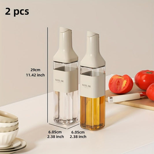automatic opening glass bottles, oil bottles, condiment bottles, kitchen storage, soy sauce bottles, vinegar bottles, Australian kitchen - Beige - Size 500ml