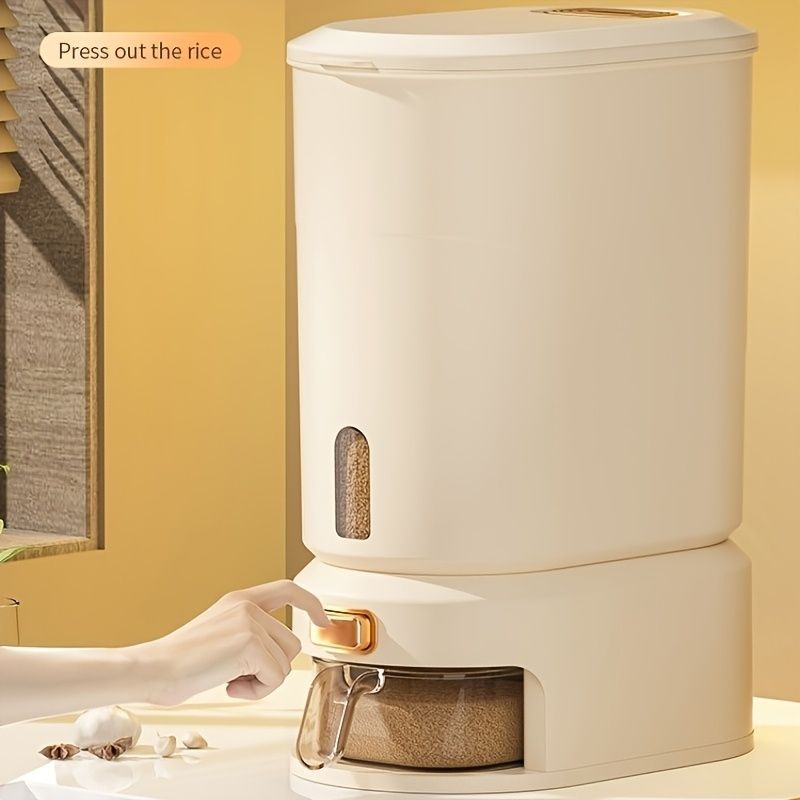 large capacity rice dispenser, measuring cup, time scale, plastic grain storage container, sealed food storage, insect proof food storage, moisture proof food storage, flour storage, pet food storage, Australian kitchen - gray and transparent - Size 10L