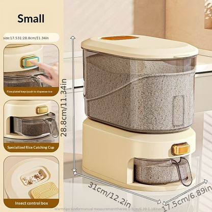 large capacity rice dispenser, measuring cup, time scale, plastic grain storage container, sealed food storage, insect proof food storage, moisture proof food storage, flour storage, pet food storage, Australian kitchen - gray and transparent - Size 20L