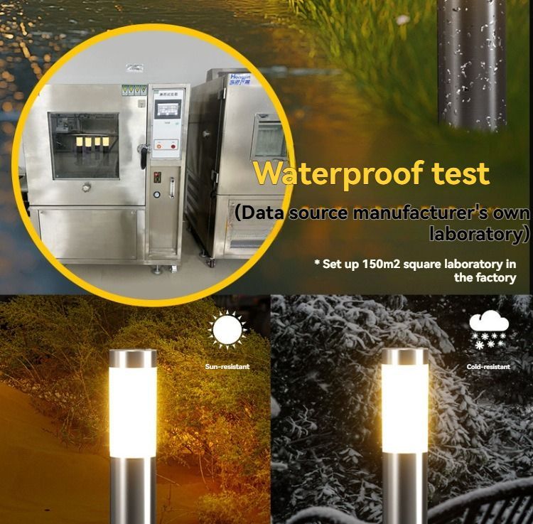 solar lawn lights, stainless steel outdoor lights, 3-LED garden lights, waterproof outdoor lights, modern outdoor lighting, cylindrical solar lights, Australian outdoor lights - Black warm light - Size 2PCS