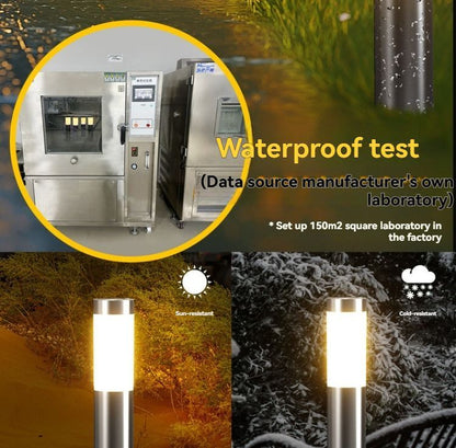 solar lawn lights, stainless steel outdoor lights, 3-LED garden lights, waterproof outdoor lights, modern outdoor lighting, cylindrical solar lights, Australian outdoor lights - Black warm light - Size 2PCS