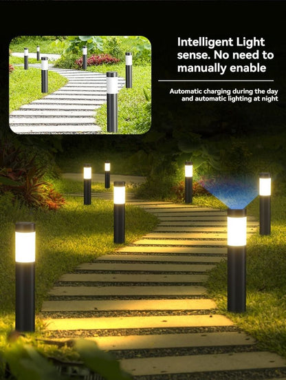 solar lawn lights, stainless steel outdoor lights, 3-LED garden lights, waterproof outdoor lights, modern outdoor lighting, cylindrical solar lights, Australian outdoor lights - Black with white light - Size 2PCS
