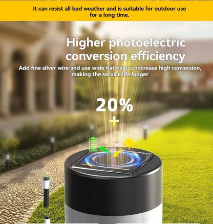 solar lawn lights, stainless steel outdoor lights, 3-LED garden lights, waterproof outdoor lights, modern outdoor lighting, cylindrical solar lights, Australian outdoor lights - Black with white light - Size 2PCS