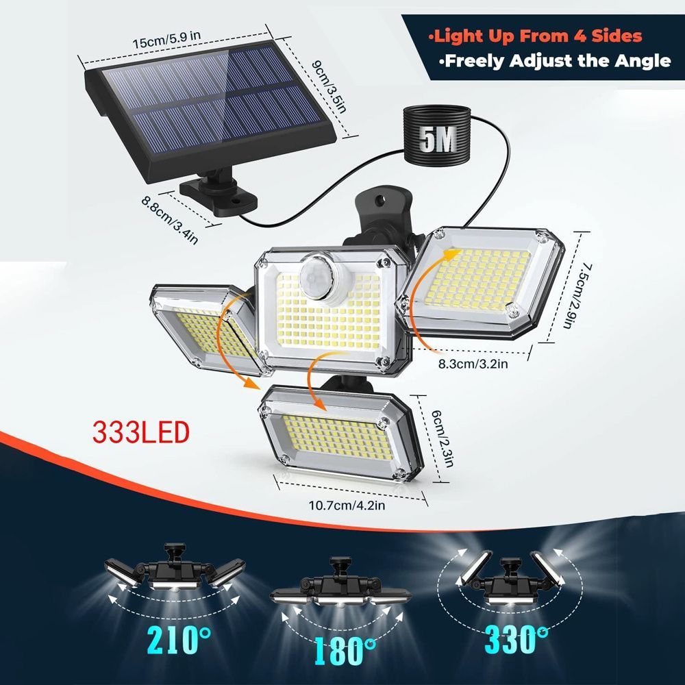 solar outdoor light, motion sensor wall light, waterproof led light, rotatable solar panel, Australian outdoor lighting, energy saving garden light, dusk to dawn light - White light - Size 1PCS