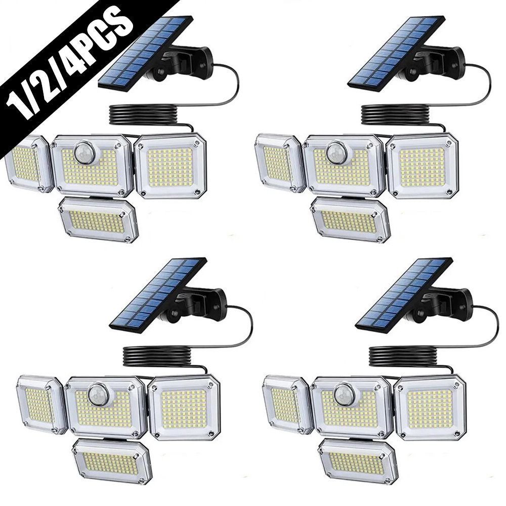 solar outdoor light, motion sensor wall light, waterproof led light, rotatable solar panel, Australian outdoor lighting, energy saving garden light, dusk to dawn light - White light - Size 4PCS