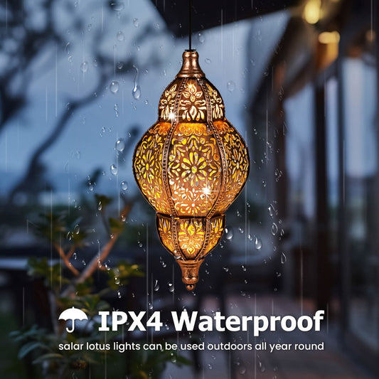 outdoor hanging light, iron solar light, garden decoration, lawn light, patio light, deck light, path light, porch light, veranda light, Easter gift, Christmas gift, solar powered light, waterproof light, Australia outdoor decor - Brown - Size IPX4